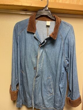 Source Unknown Blue Denim Jacket with Brown Corduroy Collar